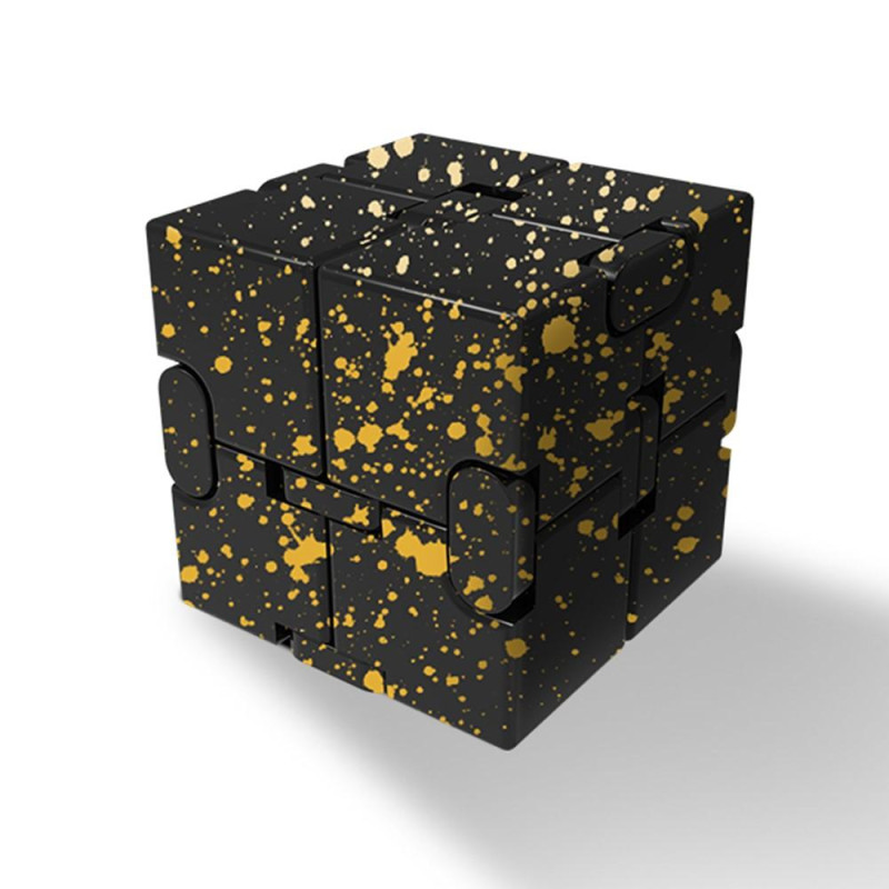 Fidget Toy Infinite Cube Stress Relief Flip Block - Black - Yellow