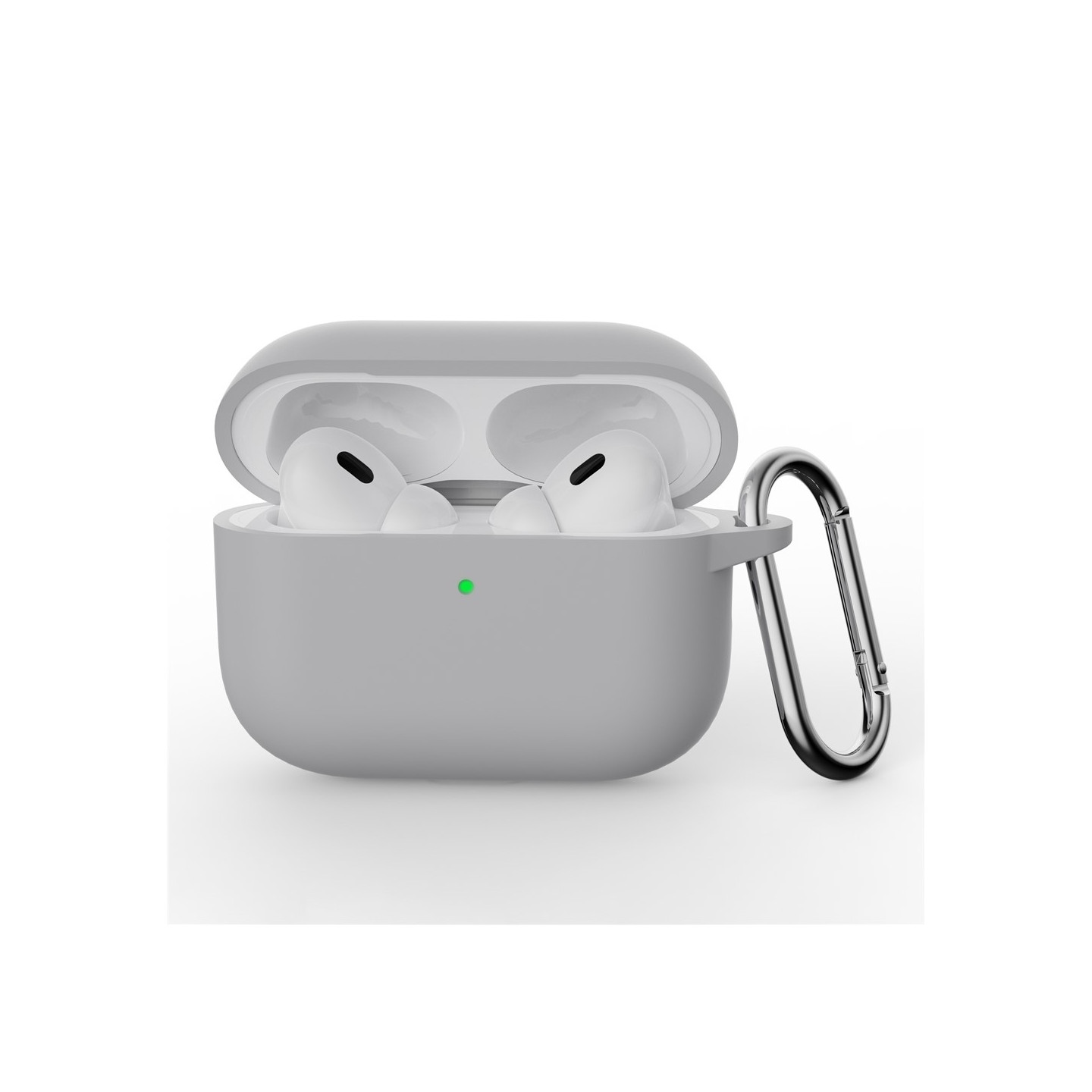 Til AirPods Pro 3 Silikone Etui Integreret Bluetooth Høretelefon Cover med Krog - Lysegrå