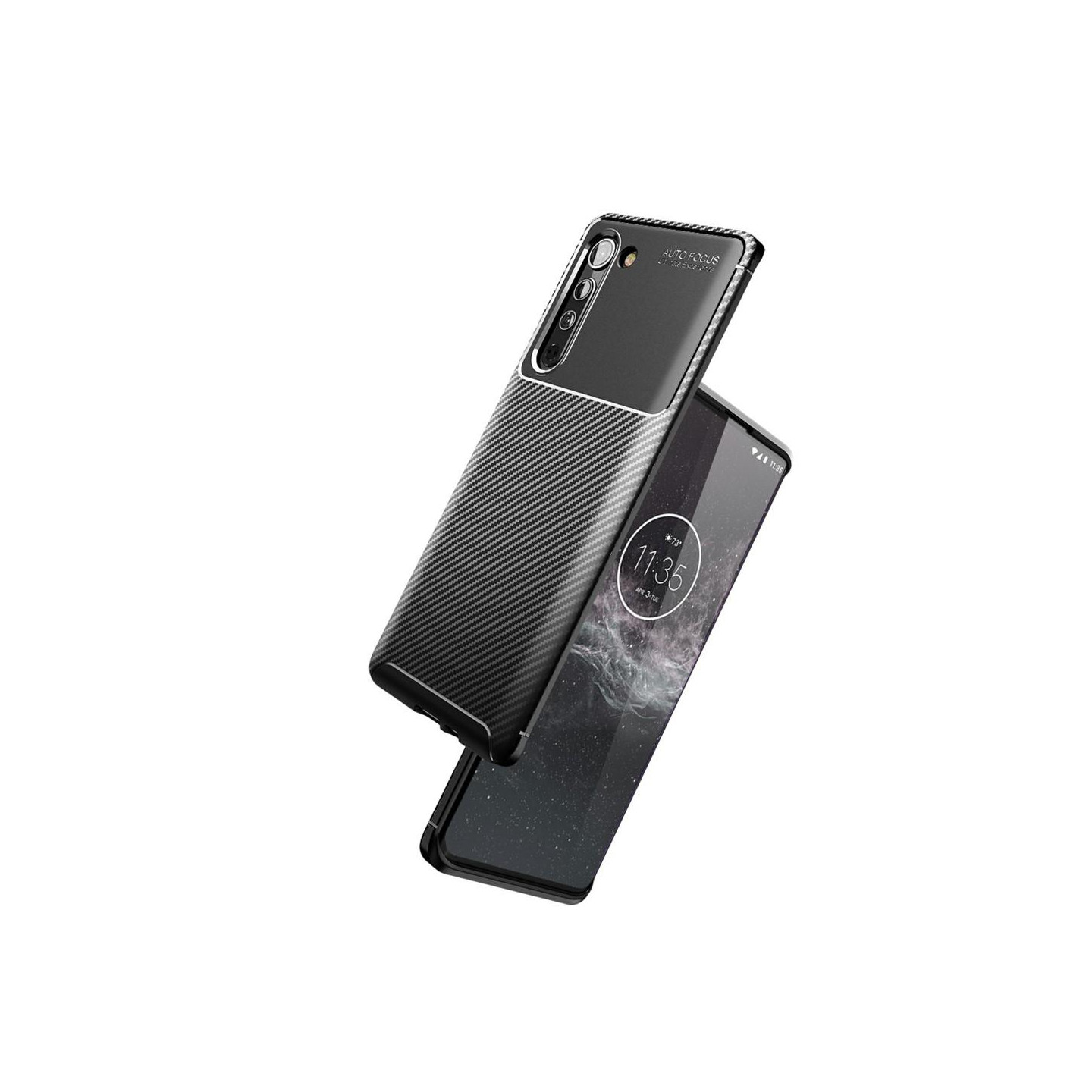 Carbon Fiber Anti - drop Soft TPU Suojakuori - Motorola Edge - Musta