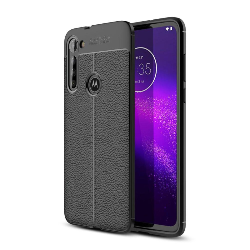 Litchi Texture Soft TPU Suojakuori - Motorola Moto G8 Power - Musta