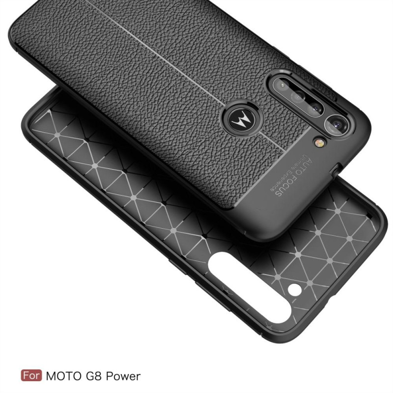 Motorola Moto G8 Power TPU Deksel Litchi Texture - Svart