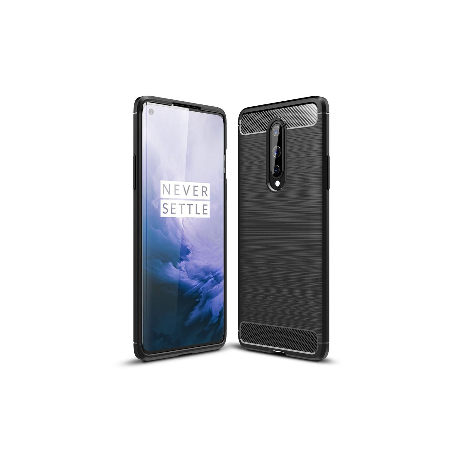 Carbon Fiber Texture Brushed TPU Cover for OnePlus 8 - Black
