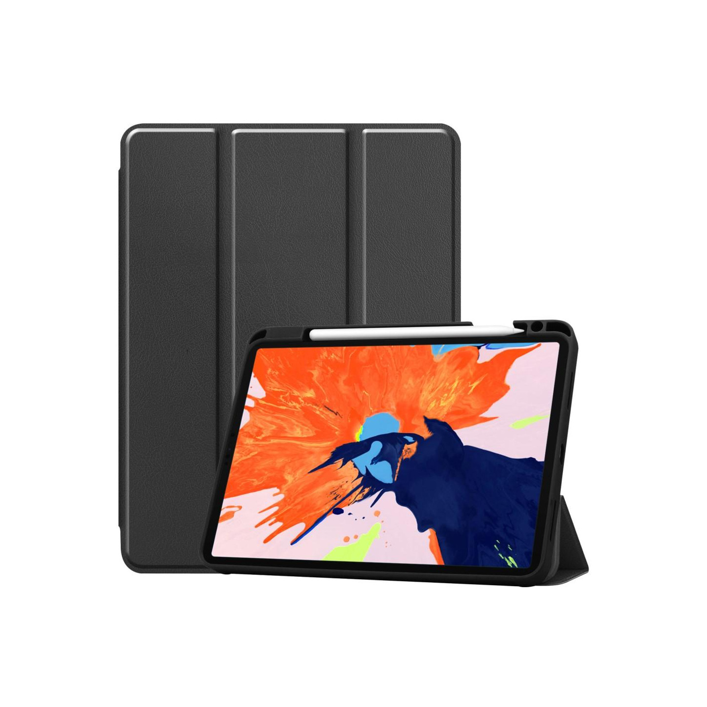 Til iPad 12.9" 2020/2018 Tri - fold Stand Smart Tablet Taske Cover - Sort
