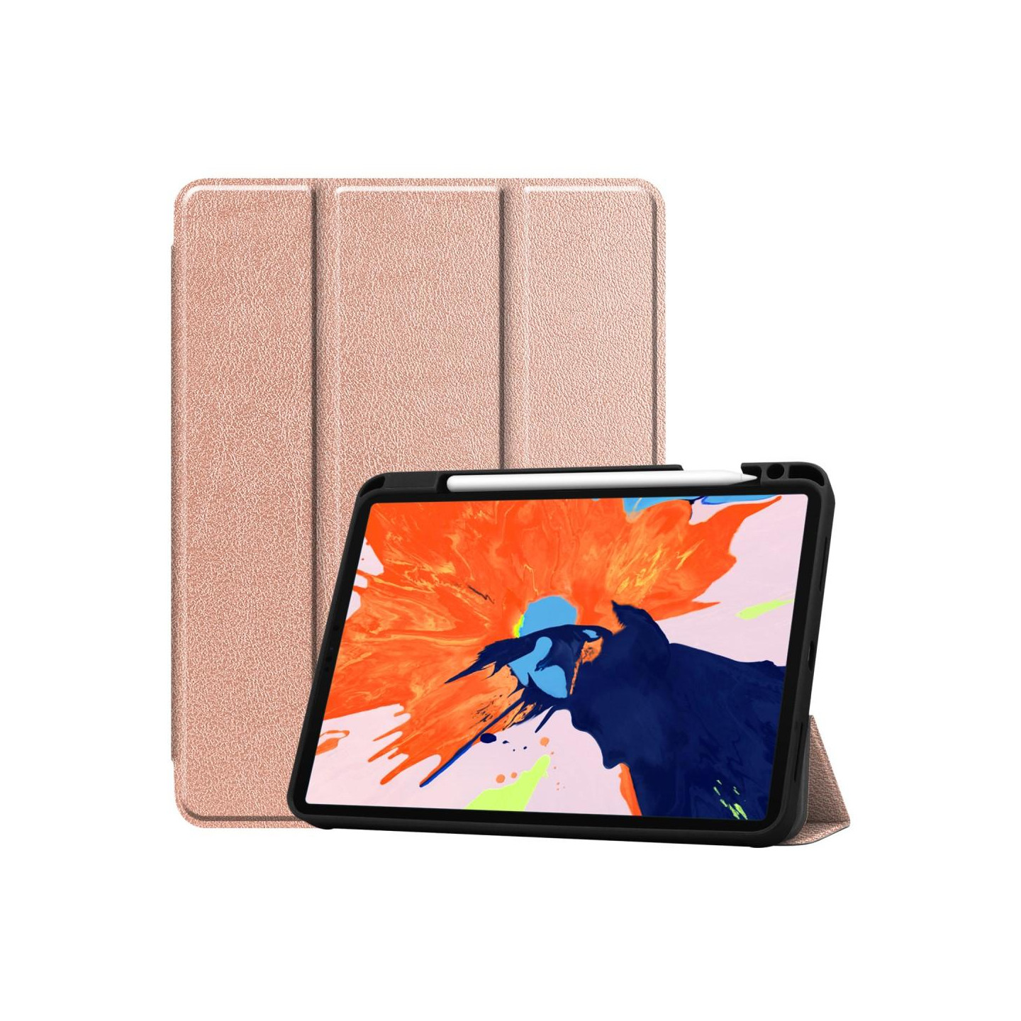 For iPad 12.9" 2020/2018 Tri - fold Stand Smart Tablet Suojakuori Kansi - Kulta