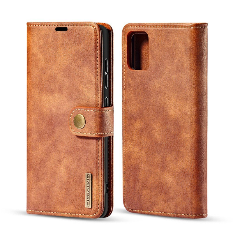 DG.MING Split Leather Wallet Case for Samsung Galaxy A51 - Brown