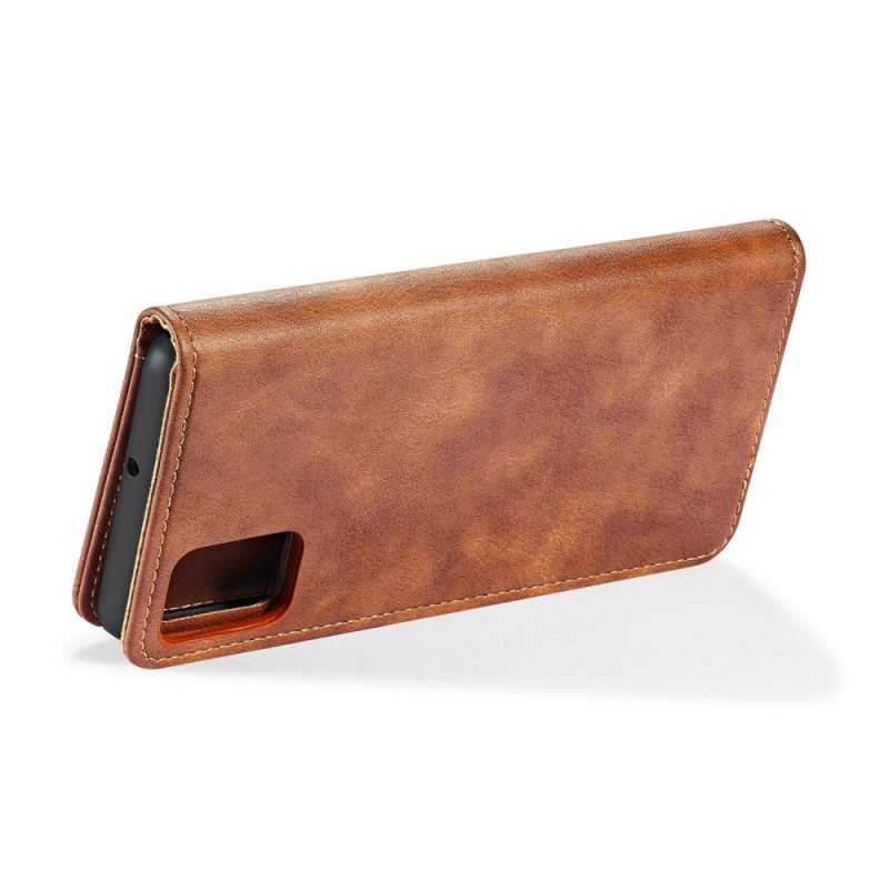DG.MING Split Leather Wallet Case for Samsung Galaxy A51 - Brown