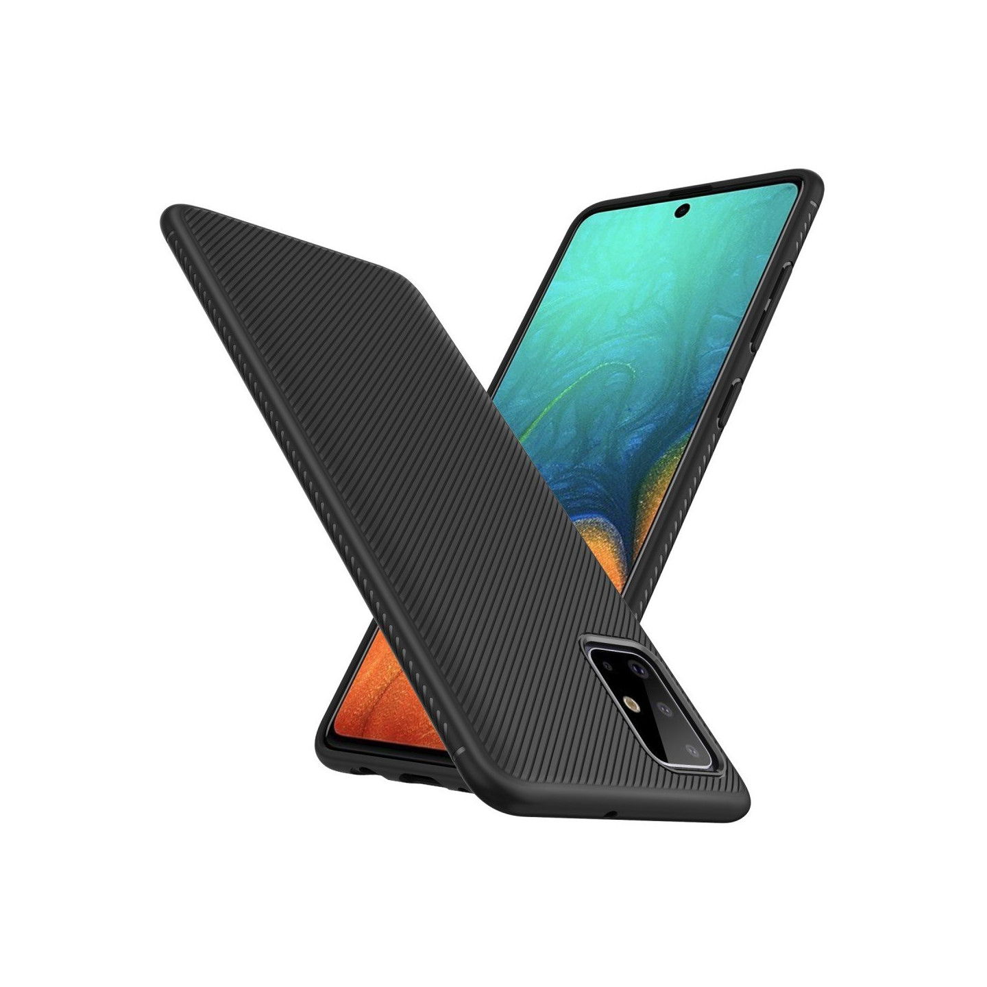 Jazz Twill Texture TPU Kansi - Samsung Galaxy A71 - Musta