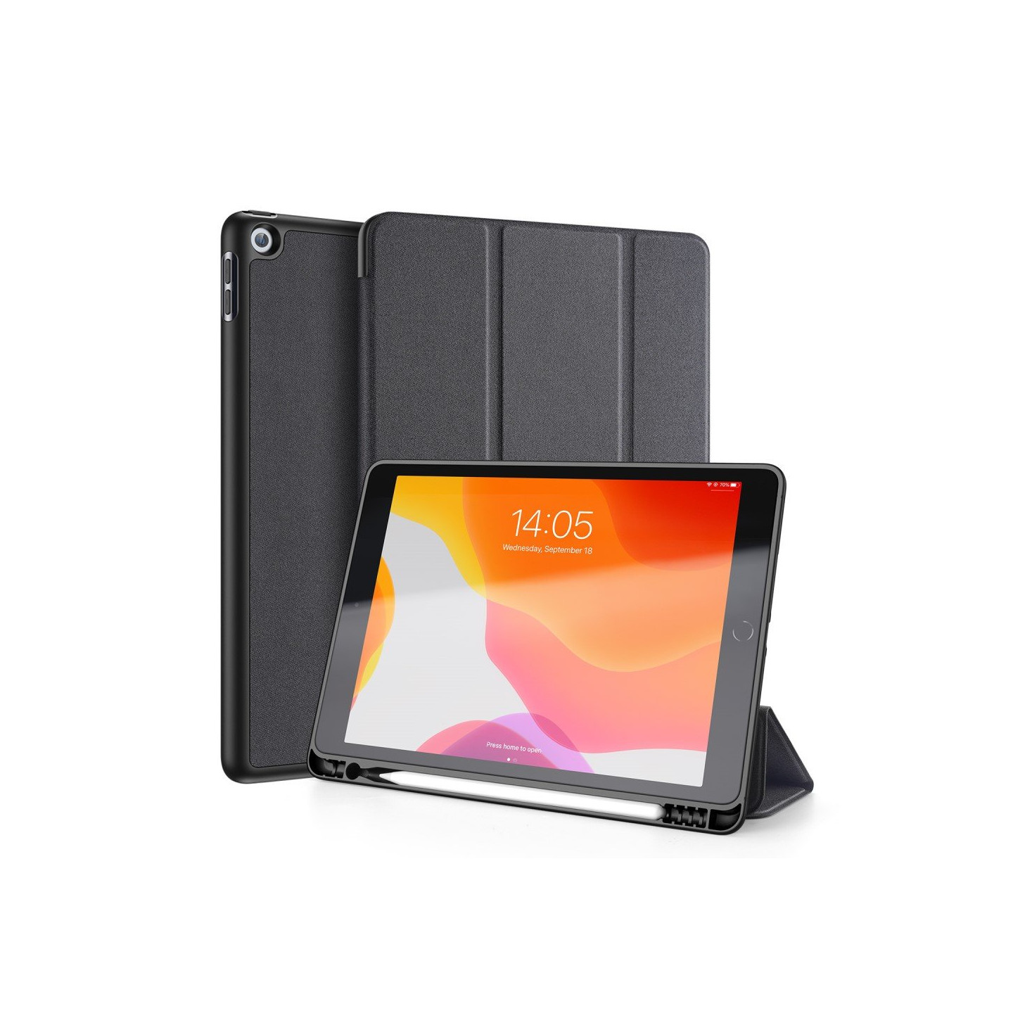 DUX DUCIS Domo Apple iPad 10.2 2021/2020/2019 Kolminkertainen jalusta Musta