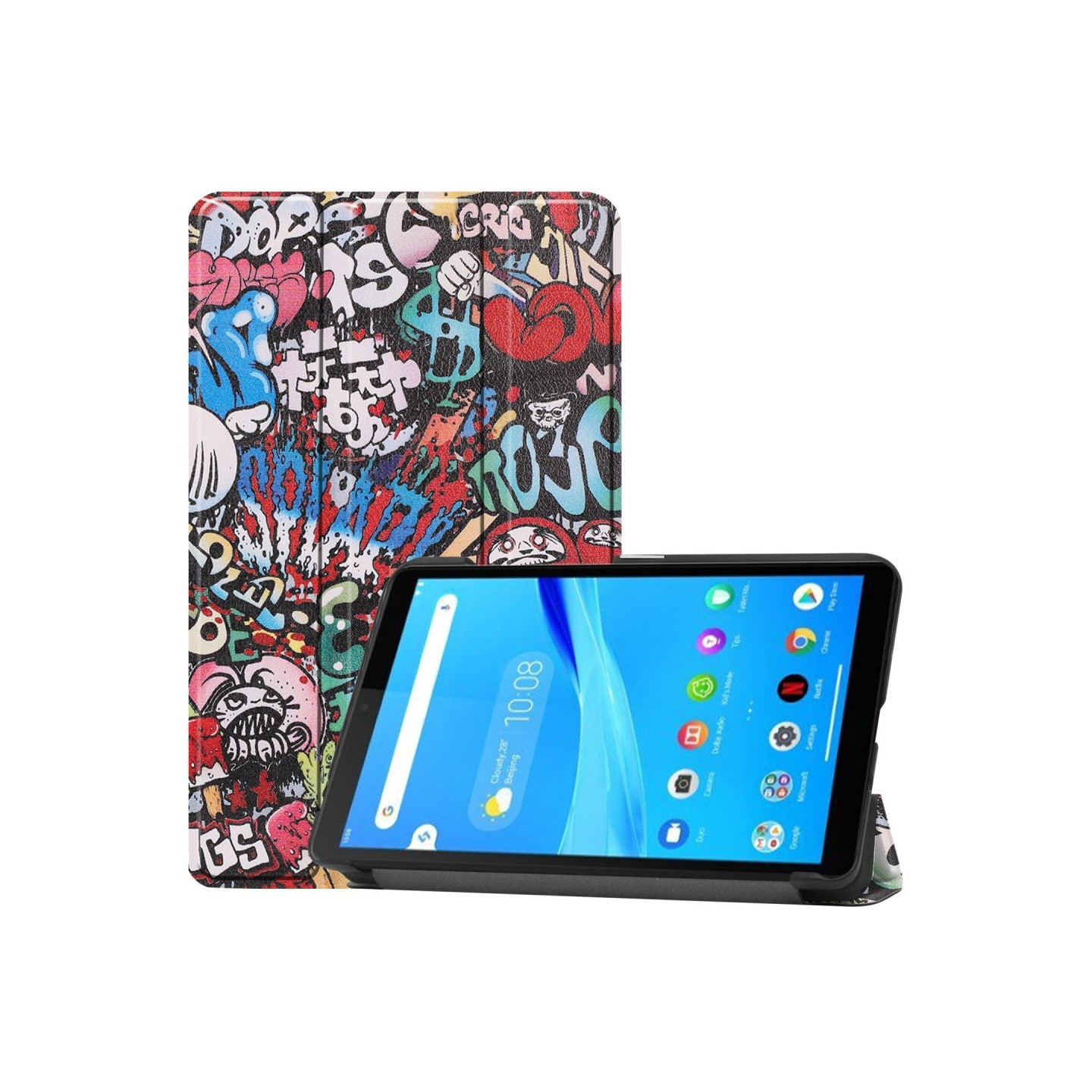 Trifoldbart cover til Lenovo Tab M7 (1 Gen) - Graffiti