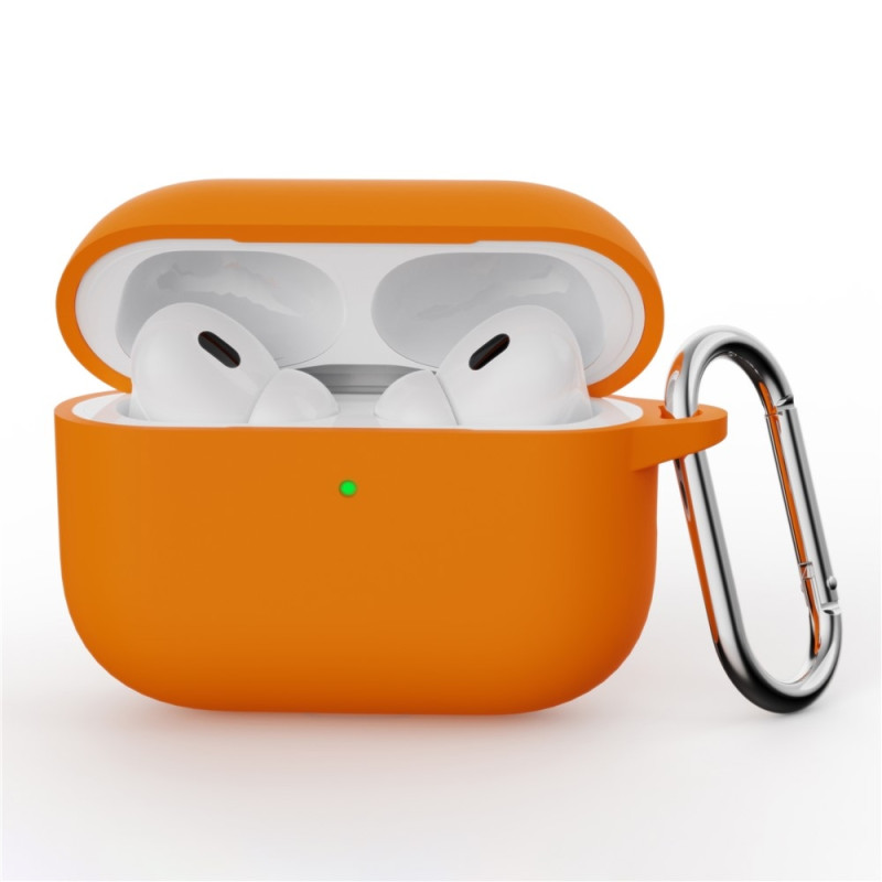 Til AirPods Pro 3 Silikone Etui Integreret Bluetooth Høretelefon Cover med Krog - Orange