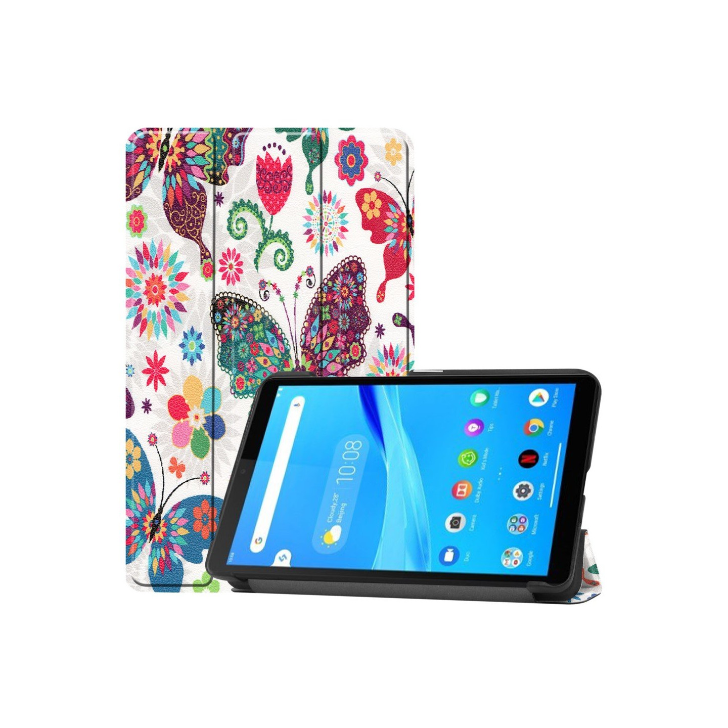 Pattern Tri - fold Stand Kansi Lenovo Tab M7 - Butterflies