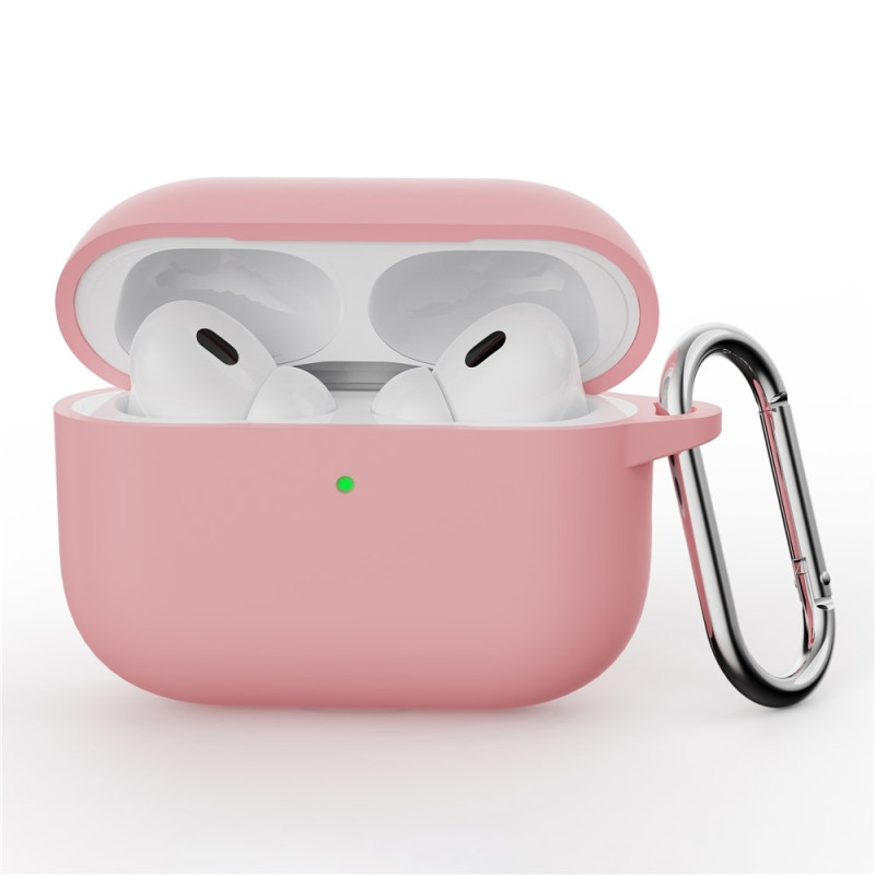 Til AirPods Pro 3 Silikondeksel Integrert Bluetooth-øretelefondeksel med krok - Rosa