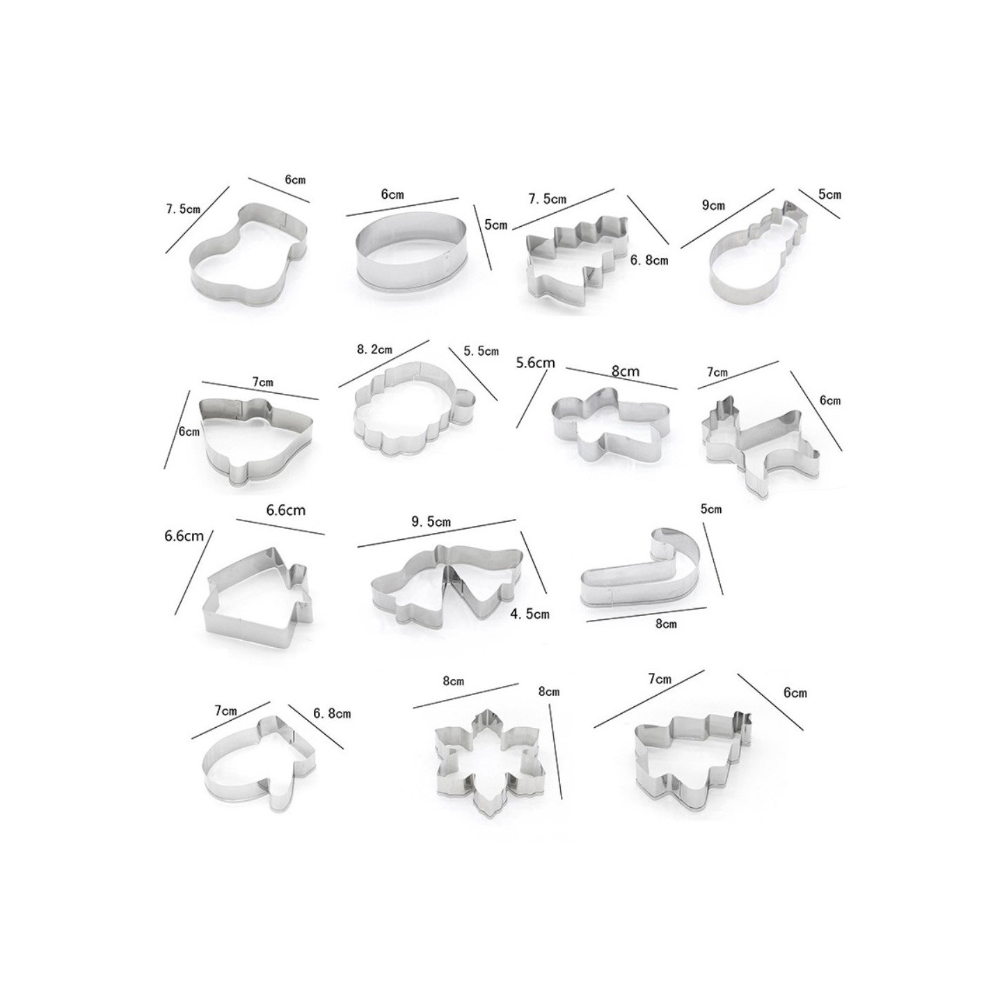 14PCS/Set Stainless Steel Cookie Xmas Holidays Cookies Molds Tool