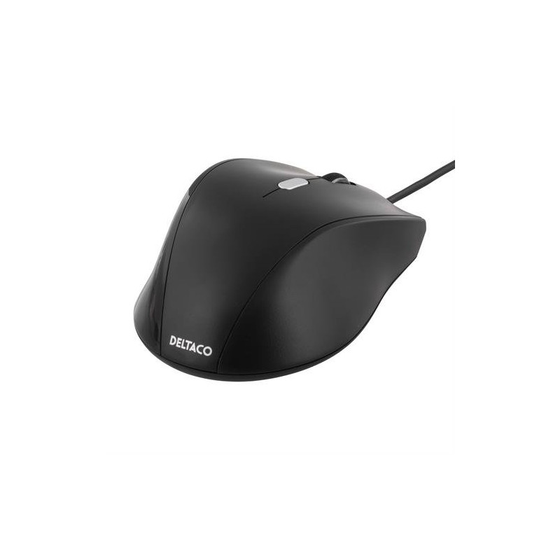 DELTACO optisk mus, 4 knapper med rulle, ergonomisk form