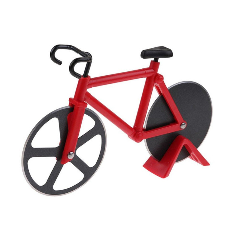 Stainless Steel Bike Shape Pizza Cutter Kitchen Tool - Red