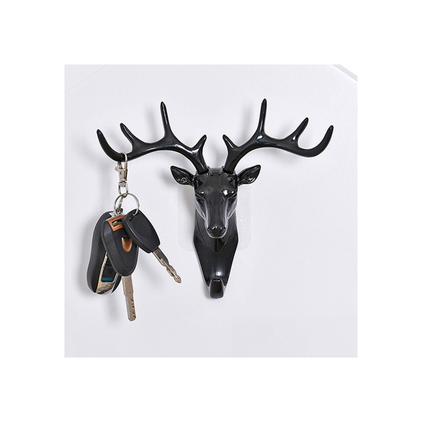 Deer Head Hook - seinäripustin avaintelineen pidike hartsikoriste - musta