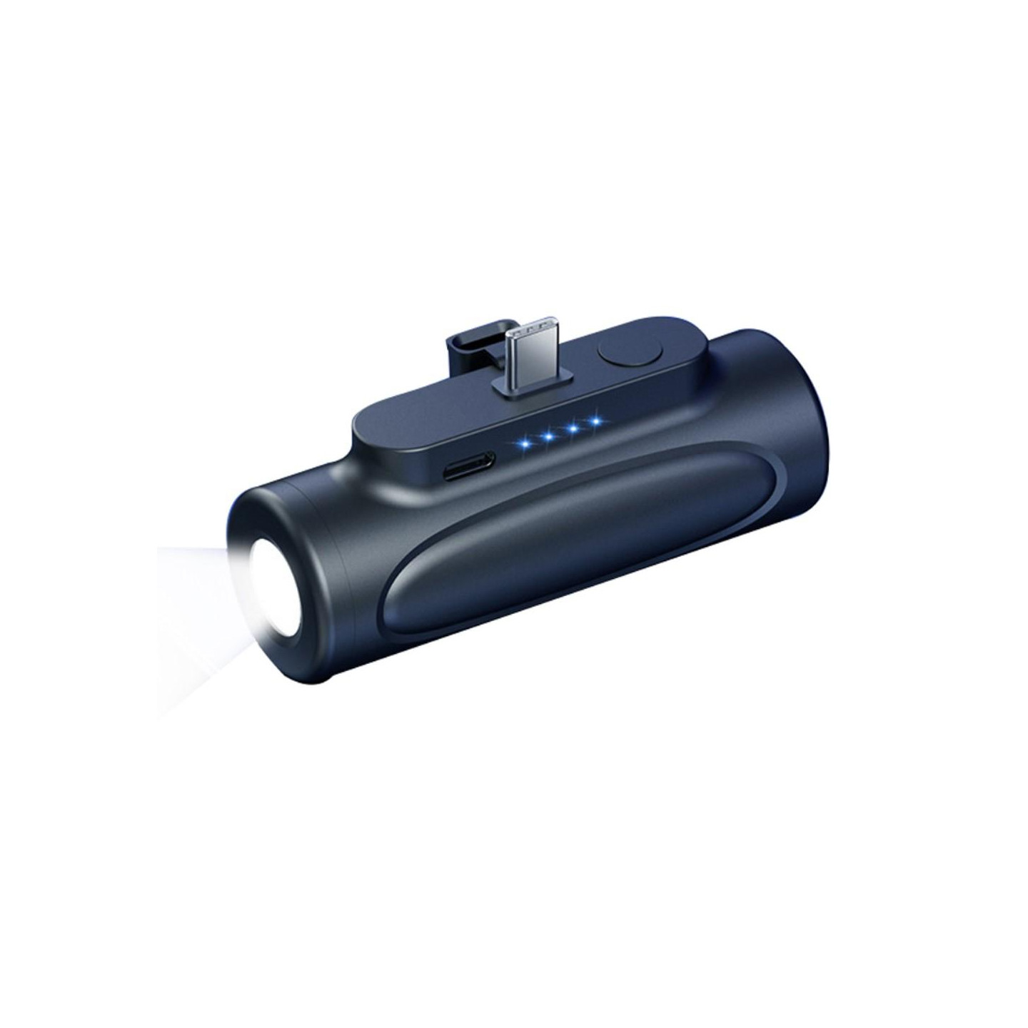 5000mAh bærbar telefonoplader USB - C med lommelygte