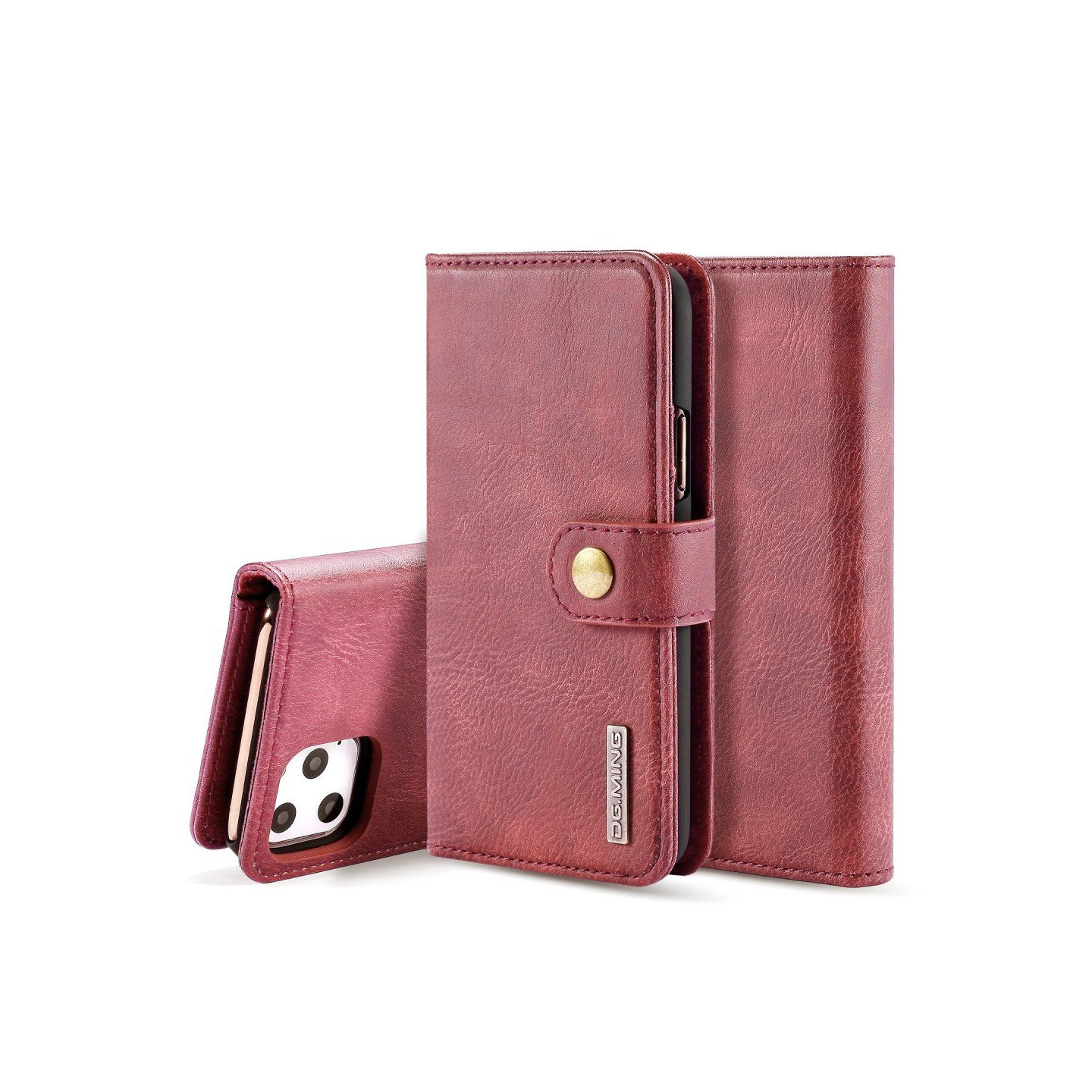 DG.MING For iPhone 11 Pro Max Stylish Wallet Case - Red