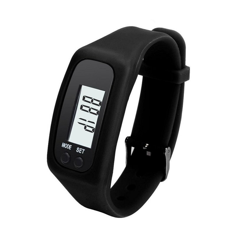 Pedometer Running Step Counter Walking Distance Calorie Counter - Black