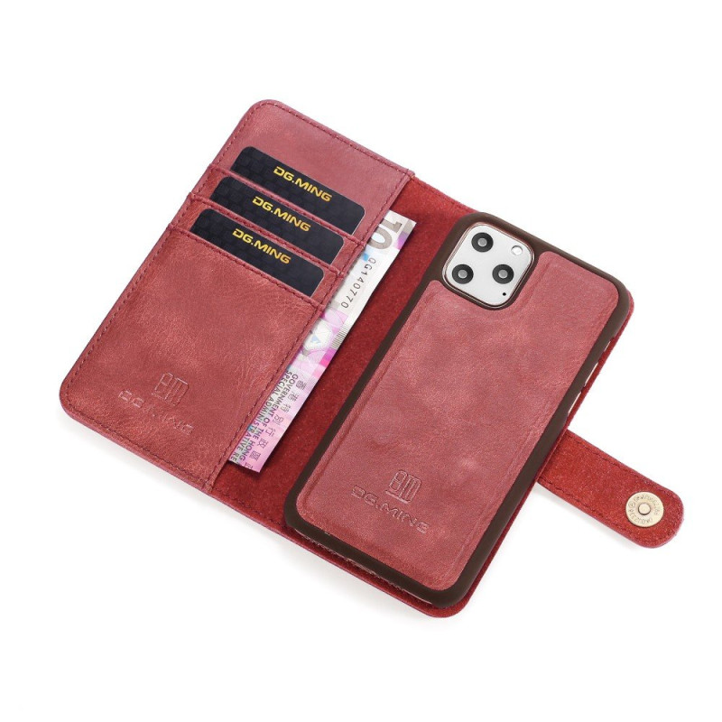 DG.MING For iPhone 11 Pro Max Stylish Wallet Case - Red