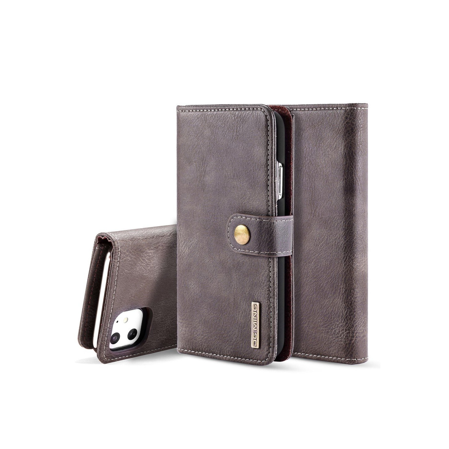DG.MING For iPhone 11 Stylish Wallet Case - Coffee