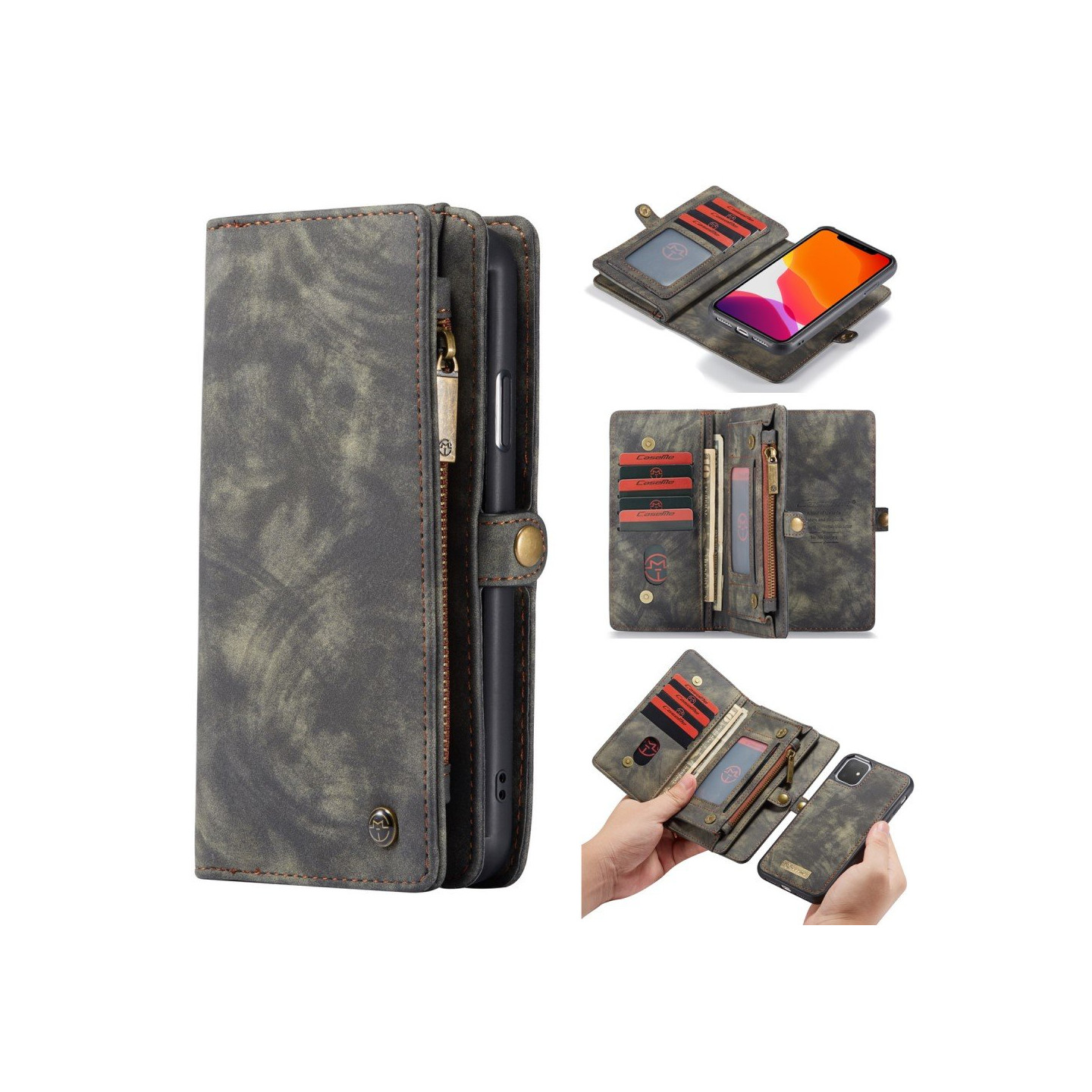 iPhone 11 CASEME Split Wallet Case - Gray