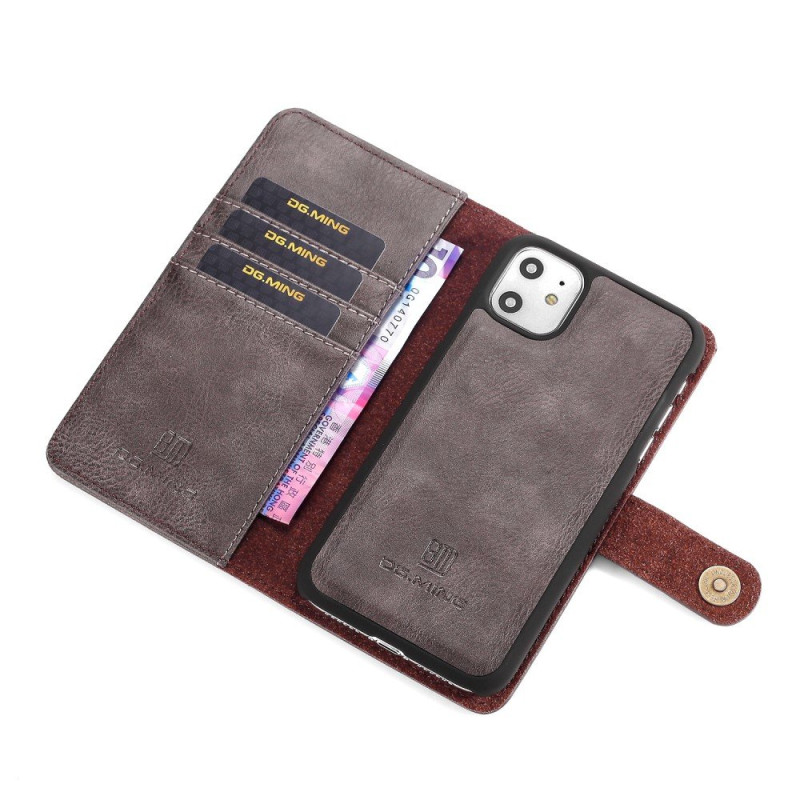 DG.MING For iPhone 11 Stylish Wallet Case - Coffee