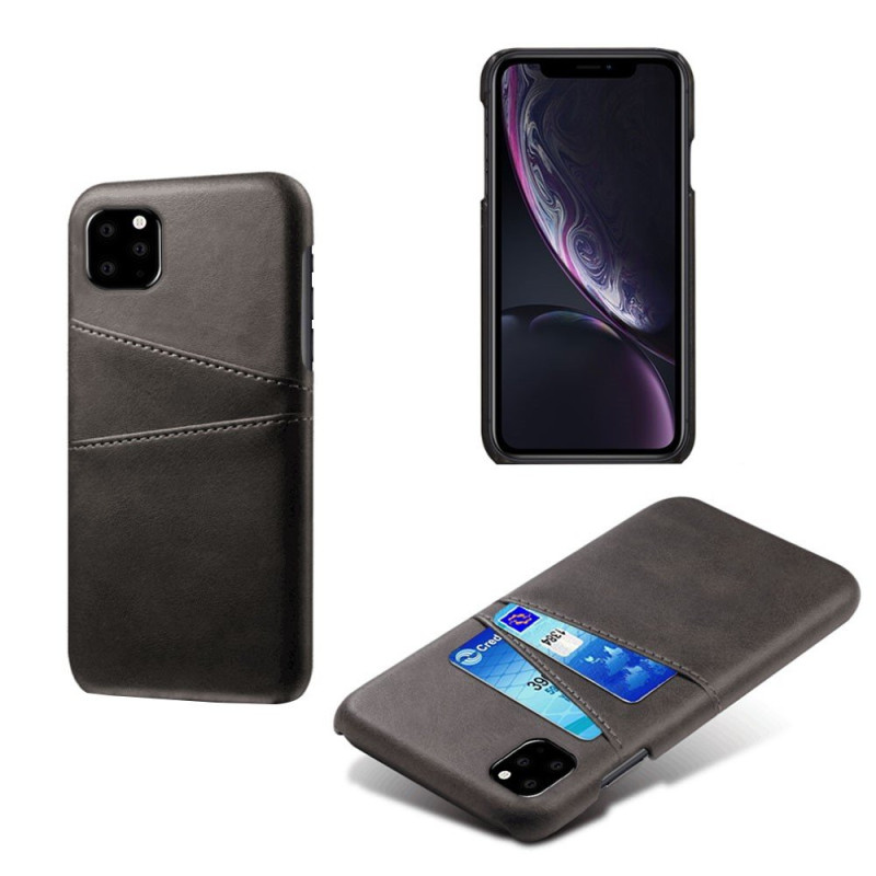 iPhone 11 Double Card Slots PU Leather Coated PC Case