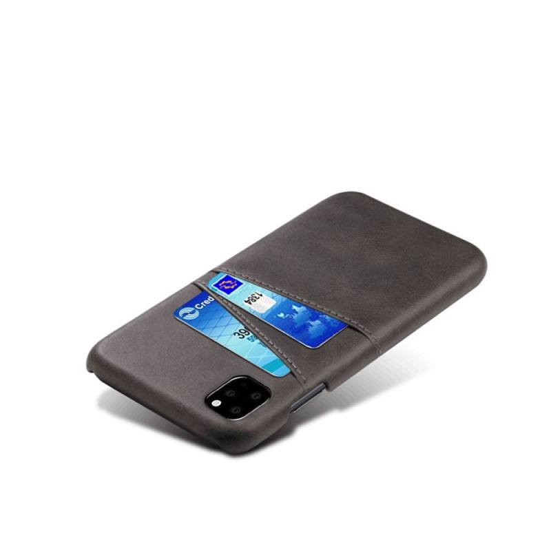 iPhone 11 Double Card Slots PU Leather Coated PC Case