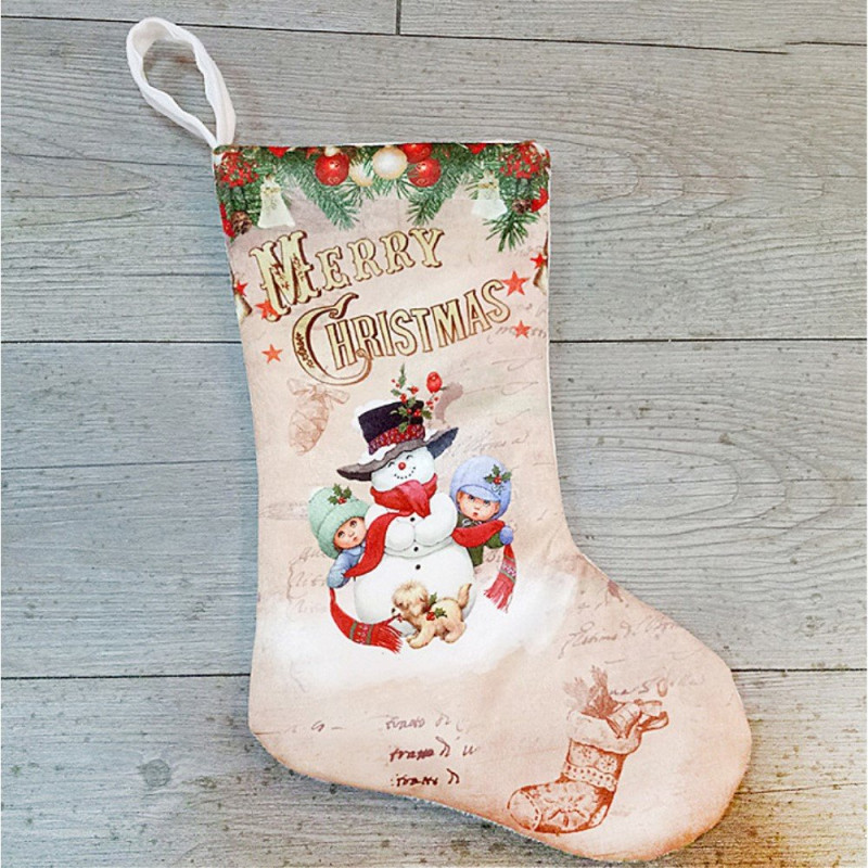 Sock Gift Bag Christmas Tree Ornaments - Snowman and Kids