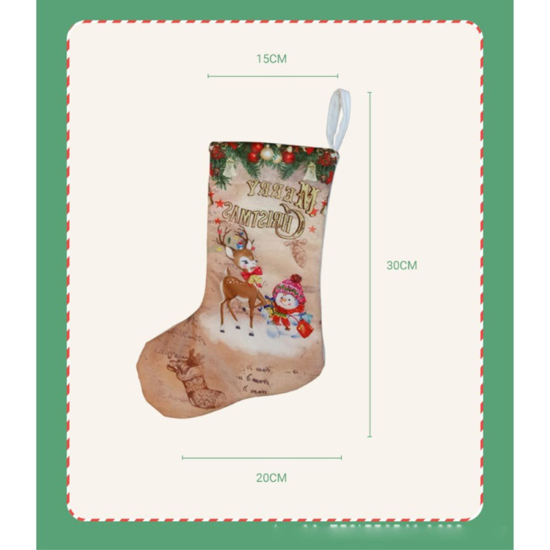 Sock Gift Bag Christmas Tree Ornaments - Snowman and Santa Claus