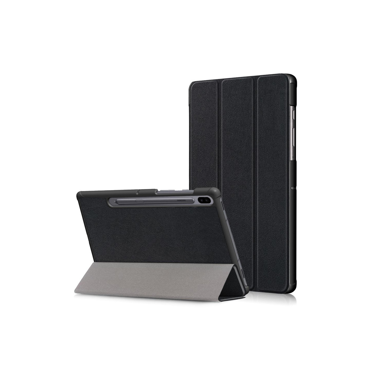 Tri - fold Stand Suojakuori - Samsung Galaxy Tab S6 - Musta