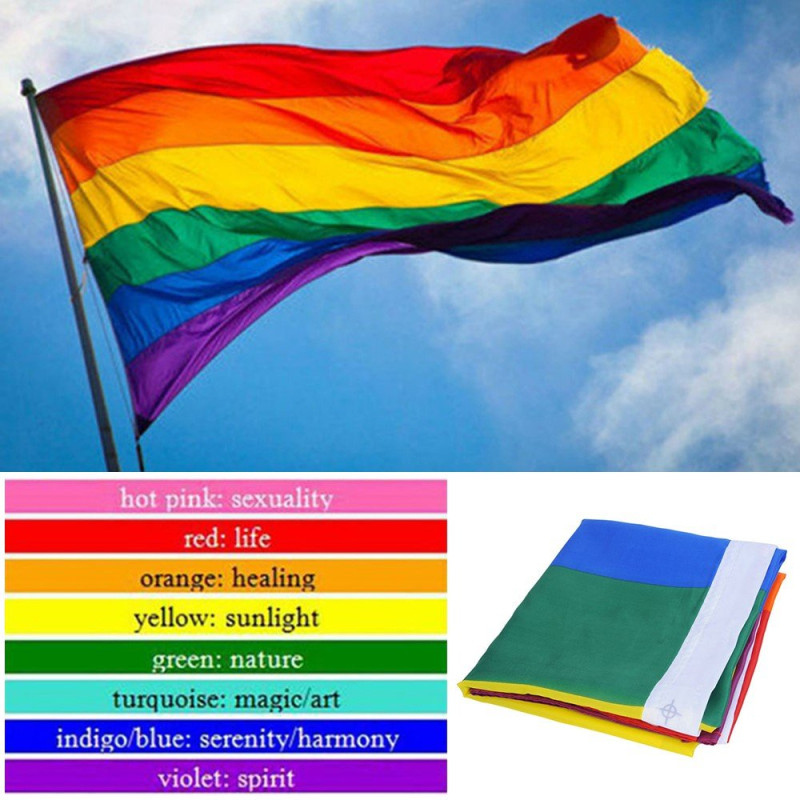 90*150cm/3*5ft Rainbow flag Gay Pride Peace LGBT Polyester Flag Transgender Banner