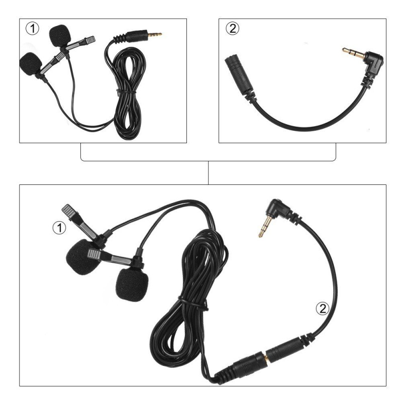 Dual - head Lavalier Lapel Omnidirectional Clip - on Microphone Mic