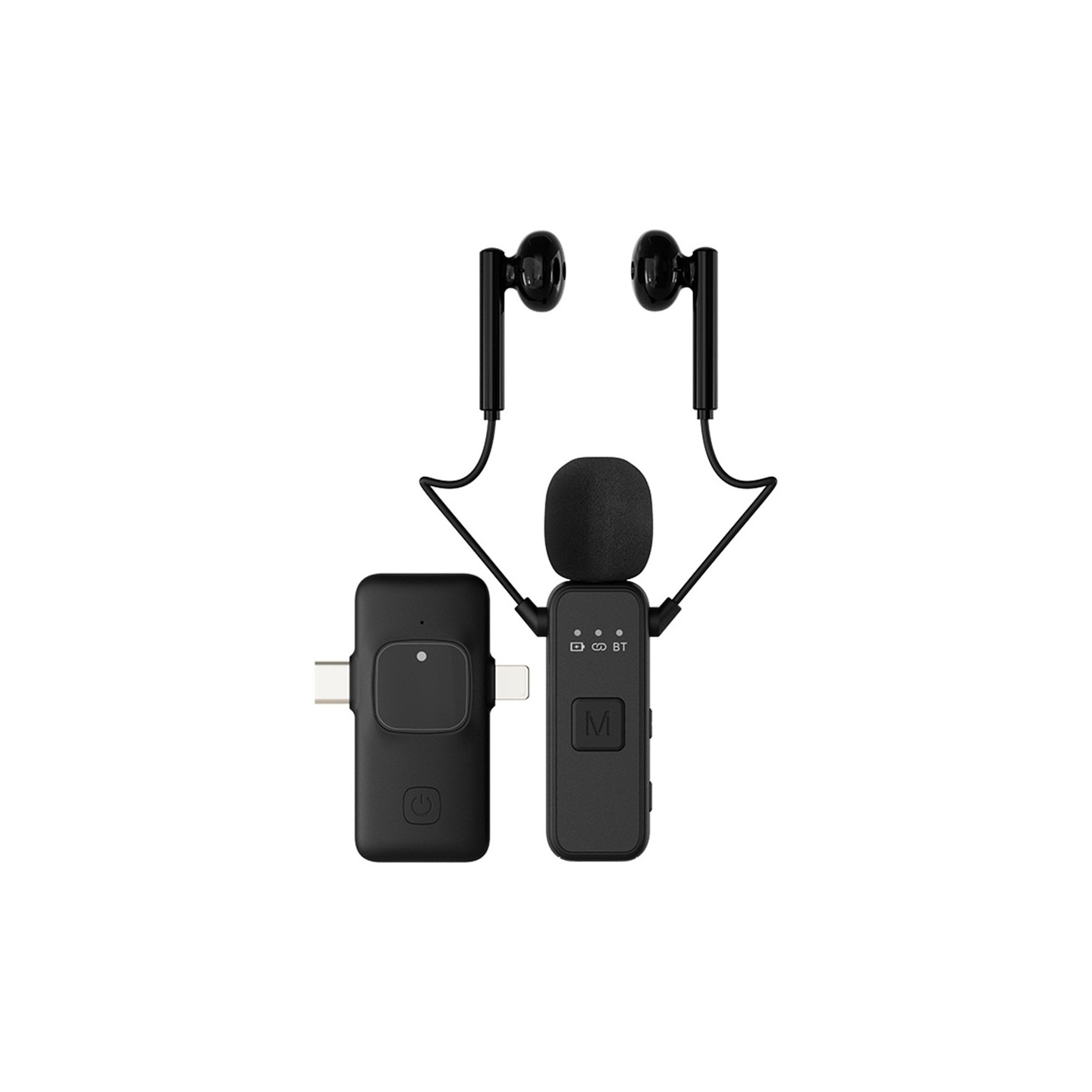 Wireless Lavalier Microphone with Receiver Live Streaming Singing Vlogging Interview