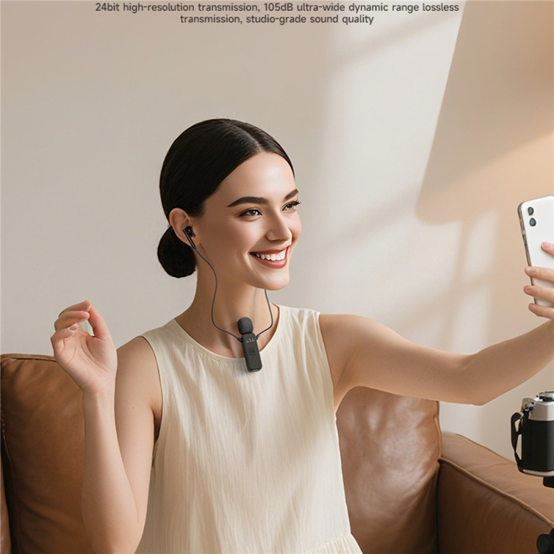 Wireless Lavalier Microphone with Receiver Live Streaming Singing Vlogging Interview