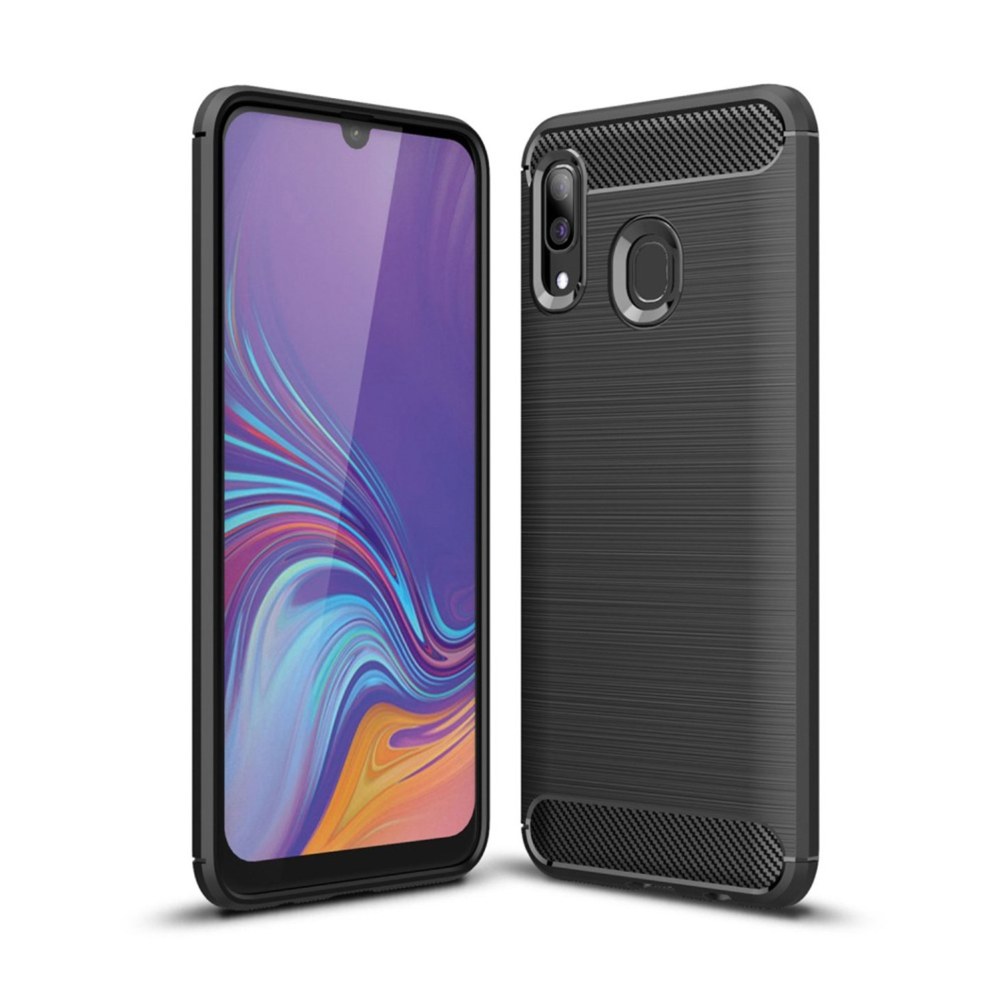 Samsung Galaxy A10 Carbon Fiber Texture Brushed TPU Case - Black