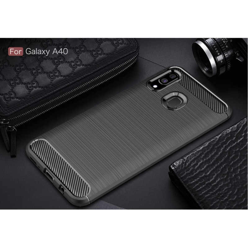Samsung Galaxy A10 Carbon Fiber Texture Brushed TPU Case - Black