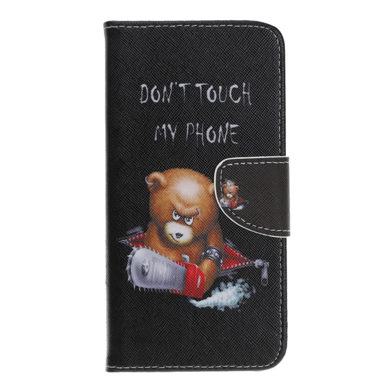 Pattern Wallet Case Samsung Galaxy A70 - Brown Bear and Warning Words