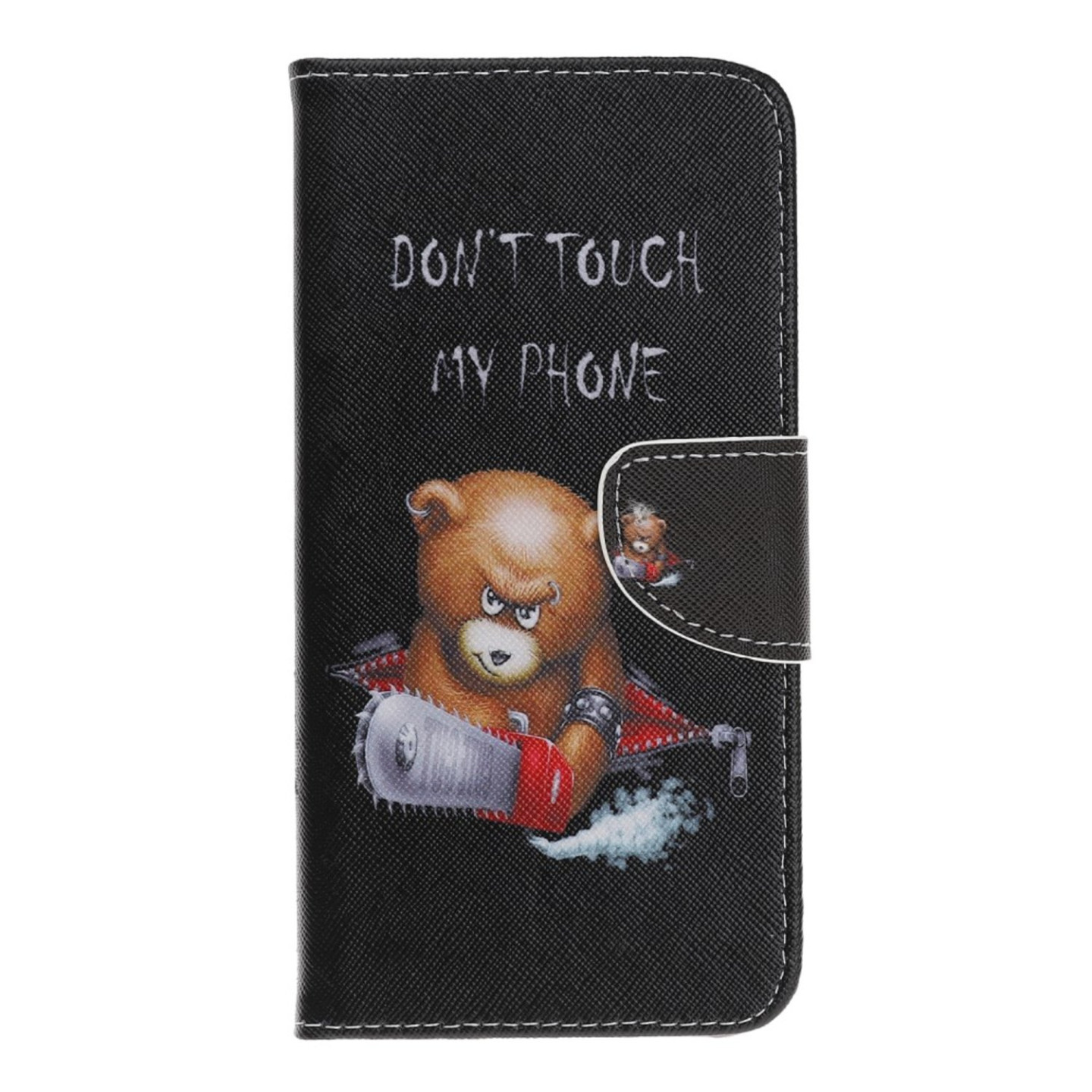 Pattern Wallet Case Samsung Galaxy A70 - Brown Bear and Warning Words