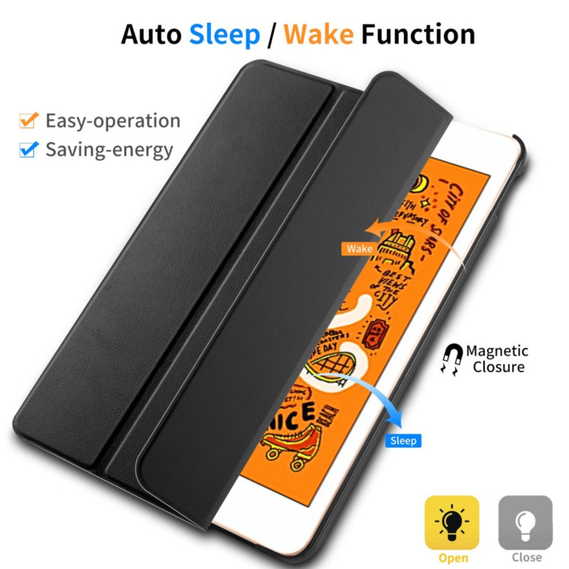 Trifoldet Stand Læder Smart Taske til iPad mini (2019) 7.9 tommer - Sort