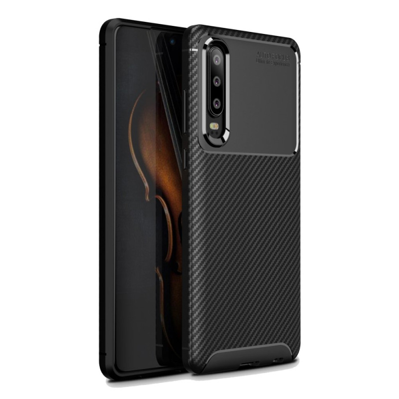 Carbon Fiber Texture Brushed TPU Shell Huawei P30 - Musta