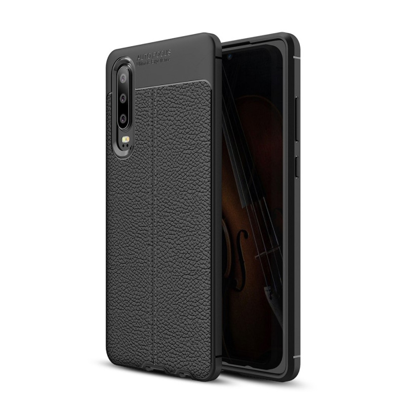 Litchi Coated Hard Plastic Casing Huawei P30 - Black