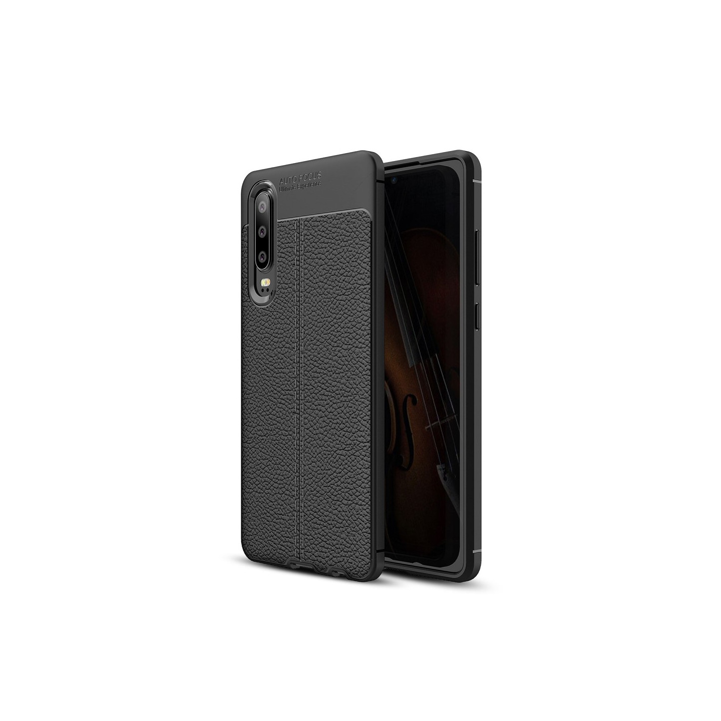 Litchi Coated Hard Plastic Casing Huawei P30 - Black