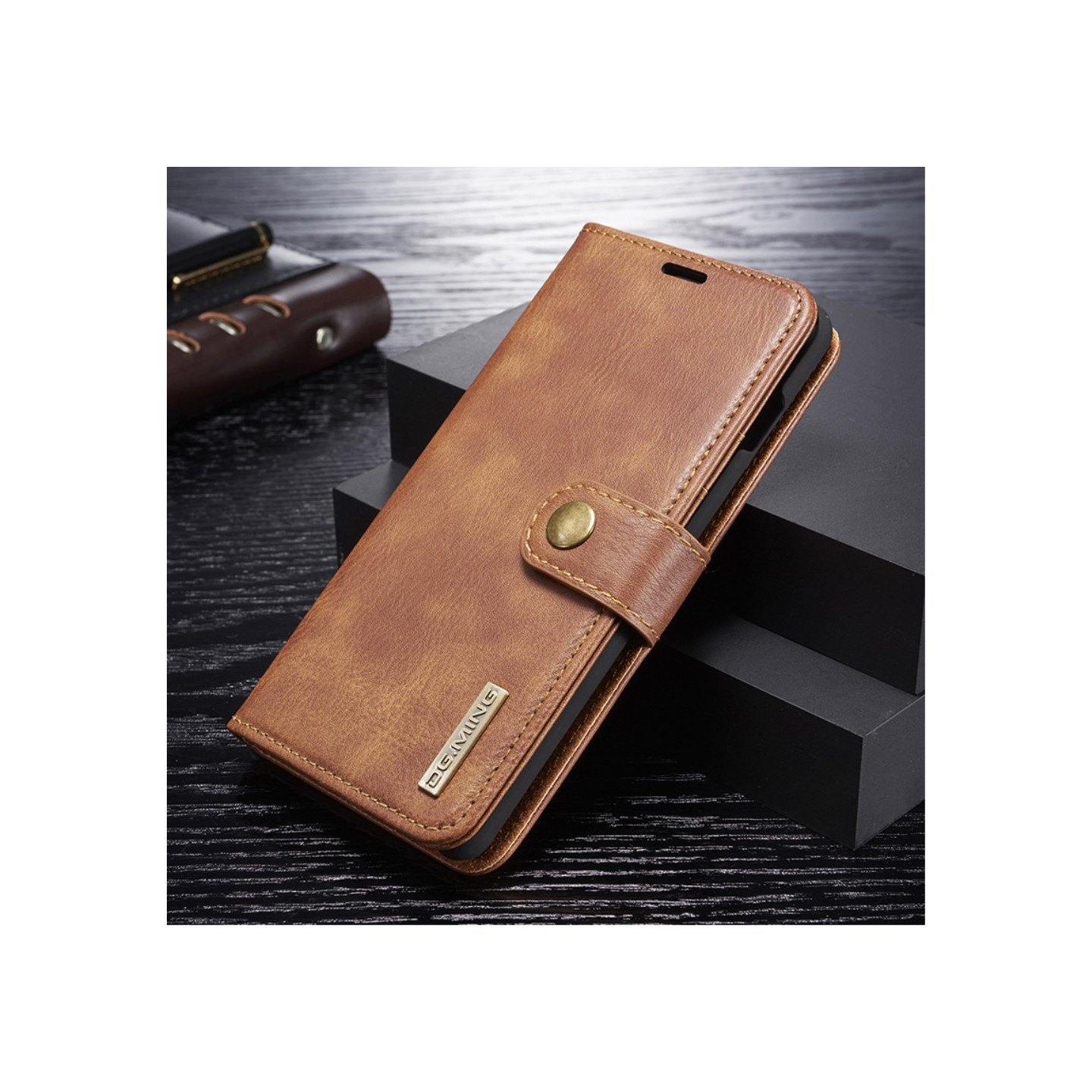 DG.MING Split Leather Wallet Case for Samsung Galaxy S10+ - Brown