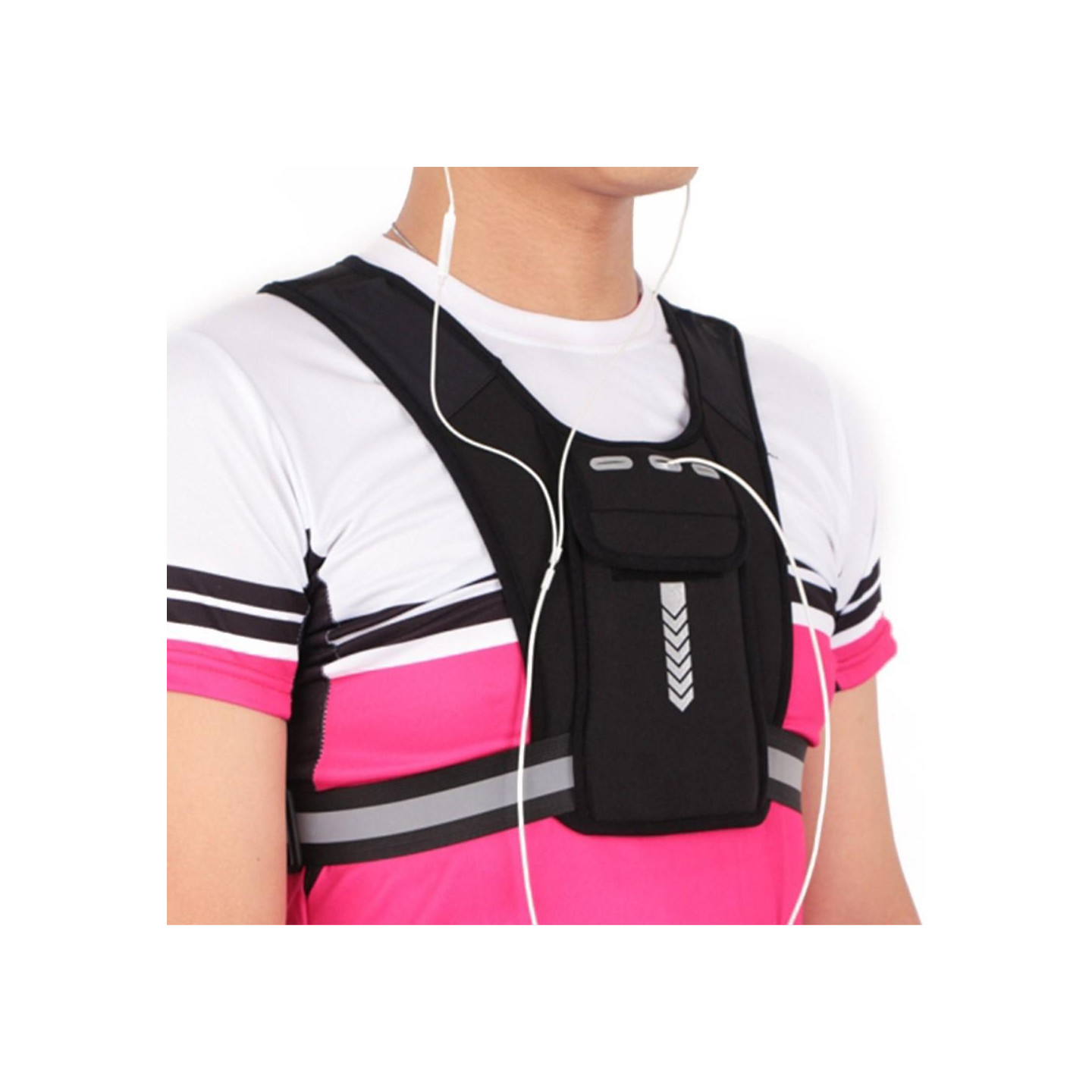 Running Vest Chest Phone Holder Adjustable Reflective Training Workout