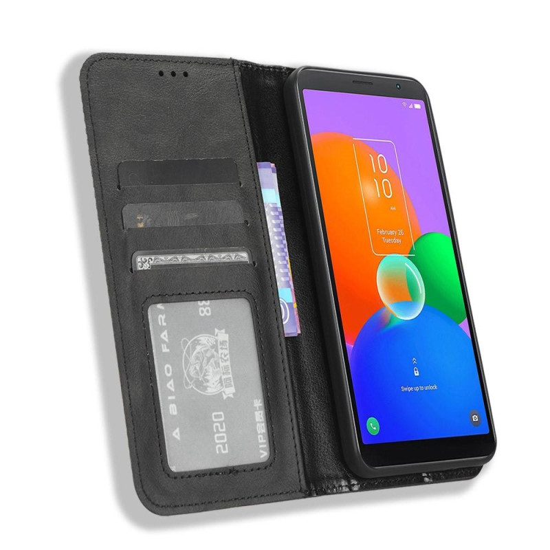 Wallet Stand Flip - puhelinkotelo TCL 403 - musta