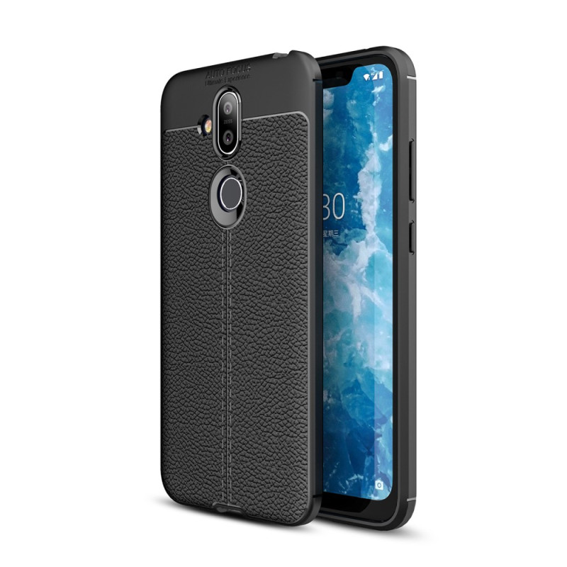 Litchi Grain TPU Back Phone Case for Nokia 8.1 - Black