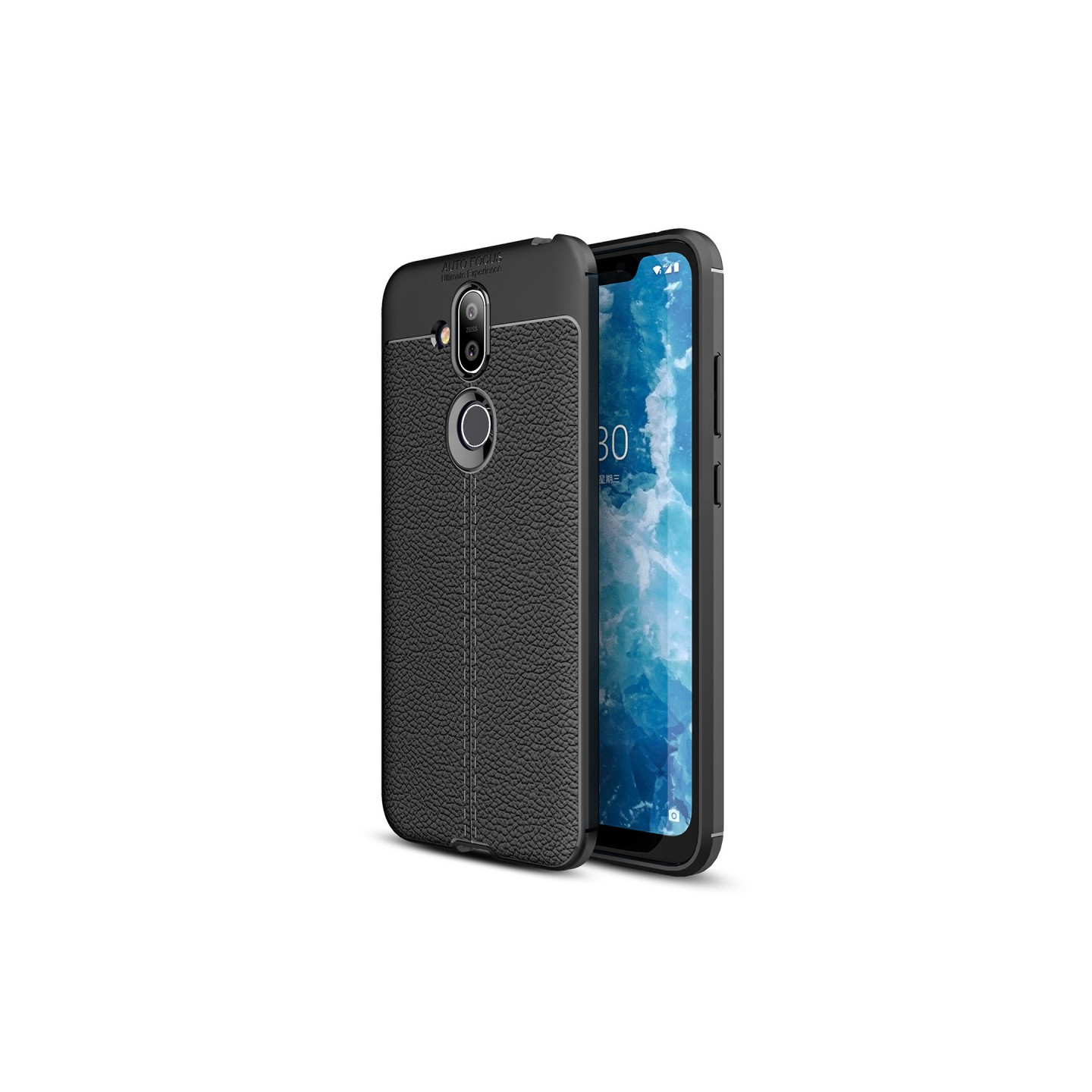Litchi Grain TPU takapuhelinkotelo Nokia 8.1 - musta