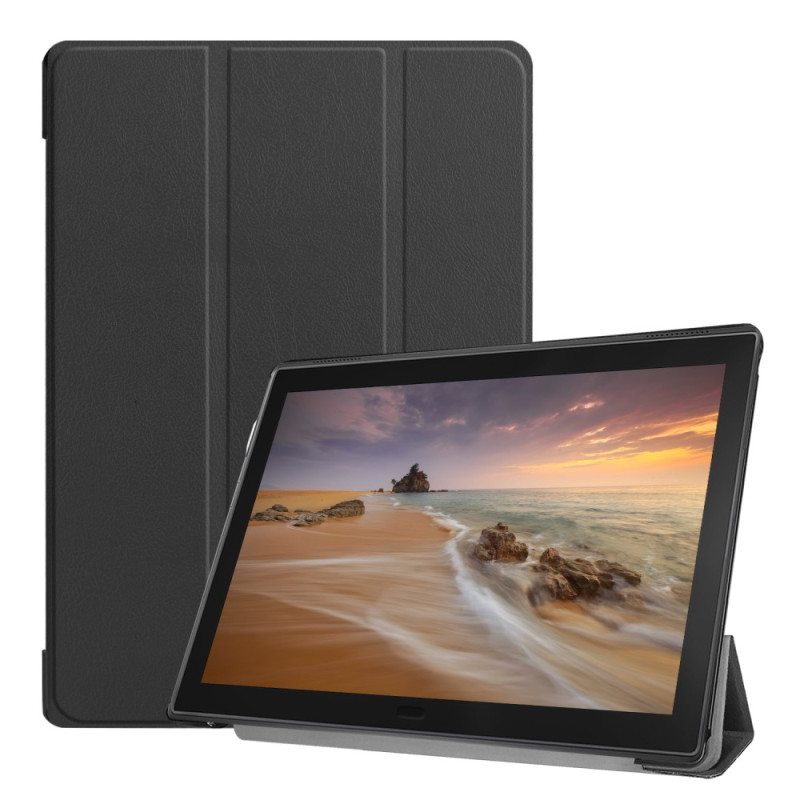Tri - fold Stand Kansi - Lenovo Tab E10 - Musta